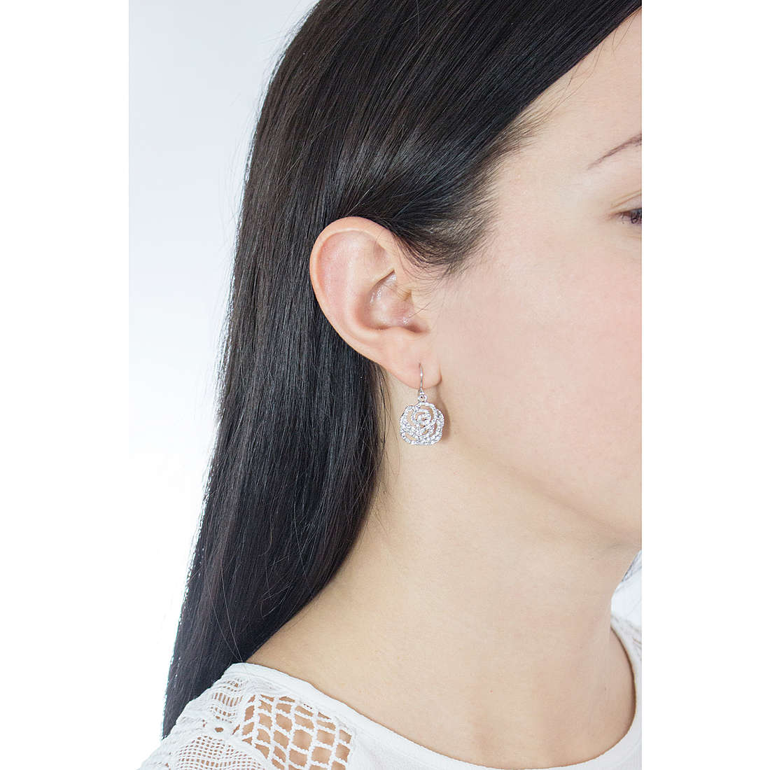 Ottaviani earrings woman 490552 wearing