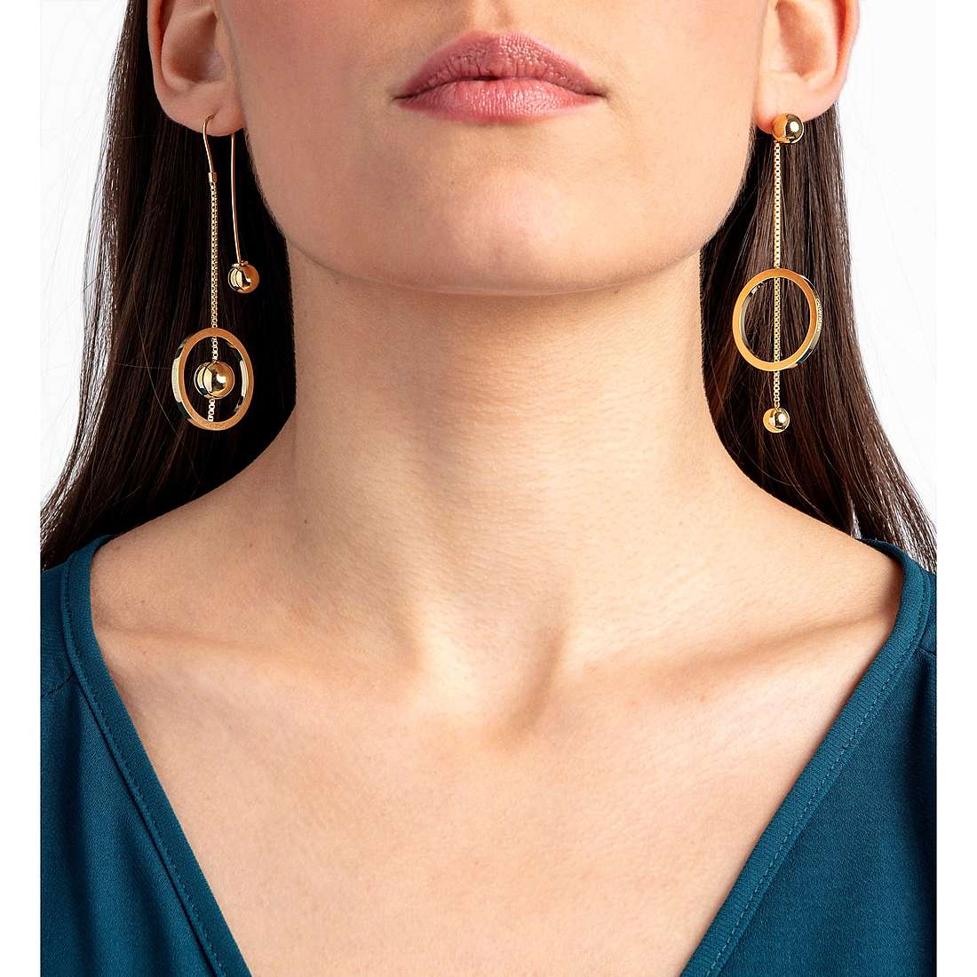 Calvin Klein earrings Unpaired woman KJ9VJE100100 wearing