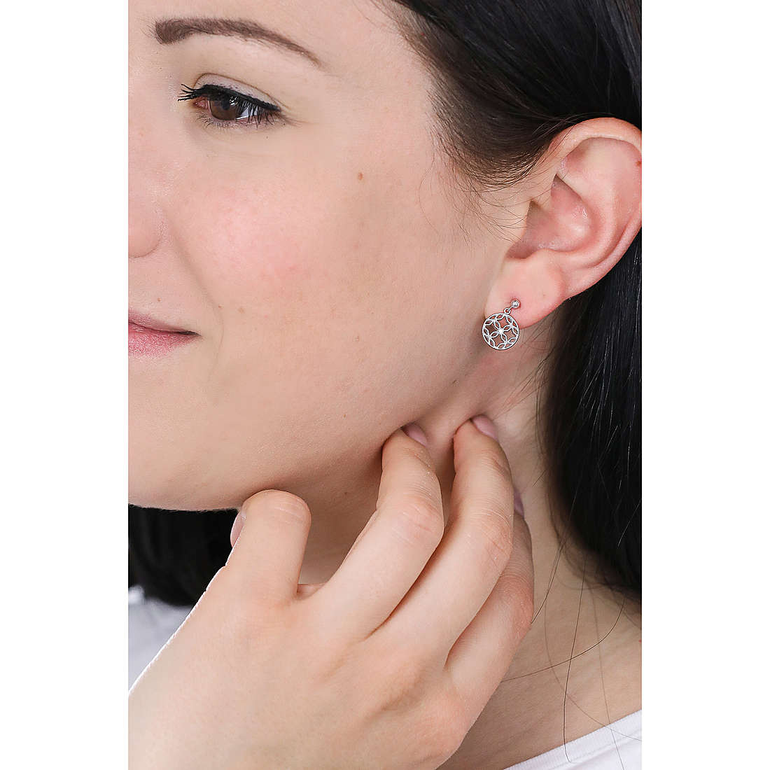 Fossil earrings Sterling Silver woman JFS00524040 wearing