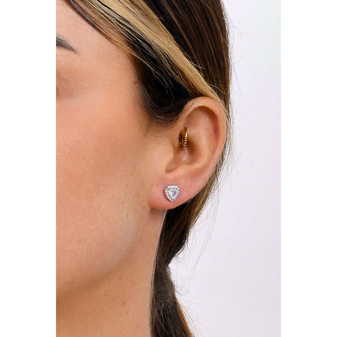 GioiaPura earrings Amore Eterno woman INS028OR166RHWH wearing