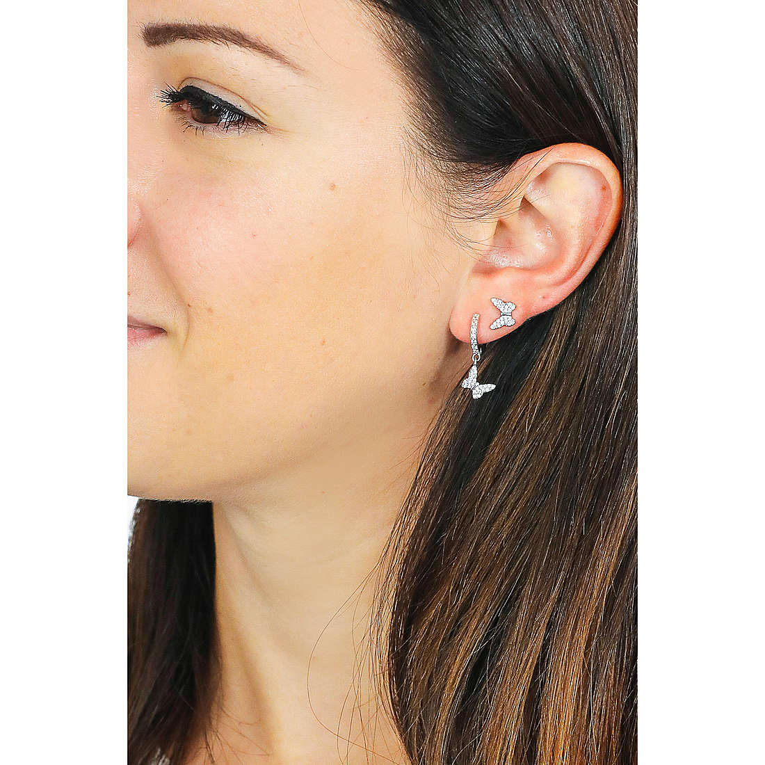 GioiaPura earrings woman INS028OR925RHWH wearing