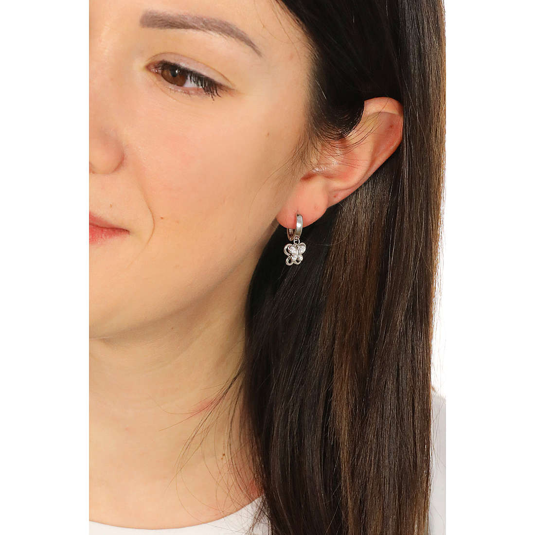 GioiaPura earrings woman INS029OR001RHWH wearing
