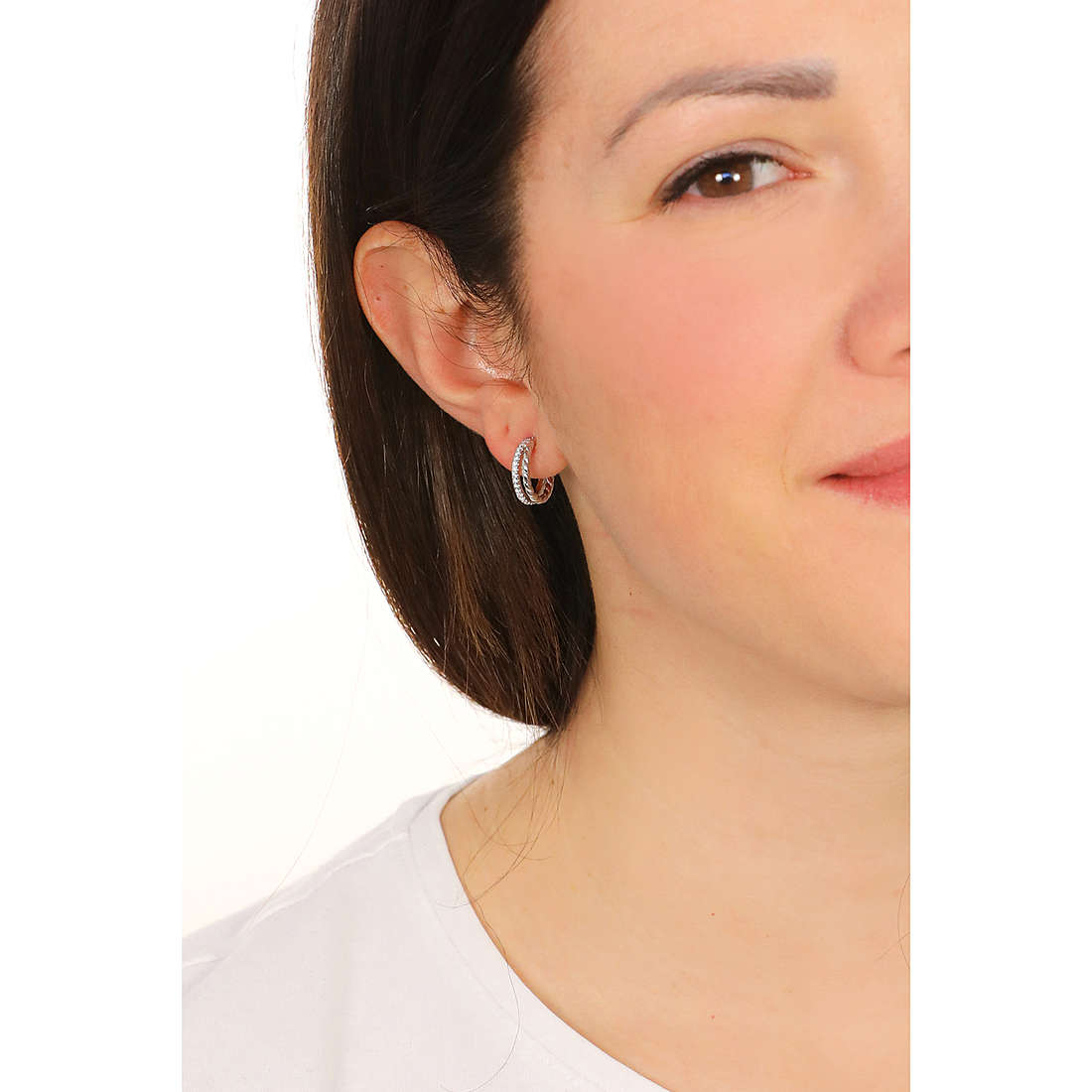 GioiaPura earrings woman INS029OR028RHWH wearing