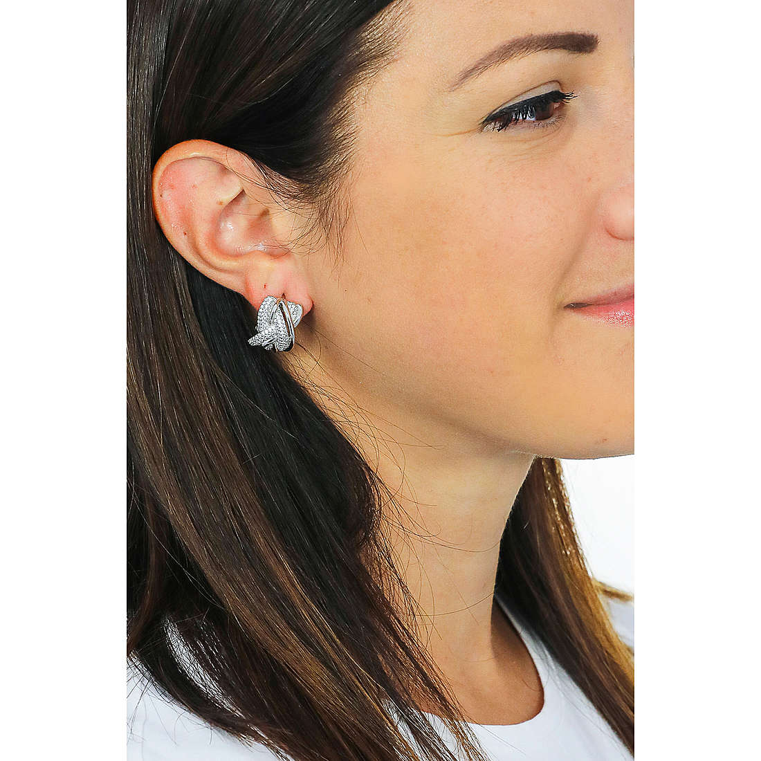 GioiaPura earrings woman INS040OR040RHWH wearing