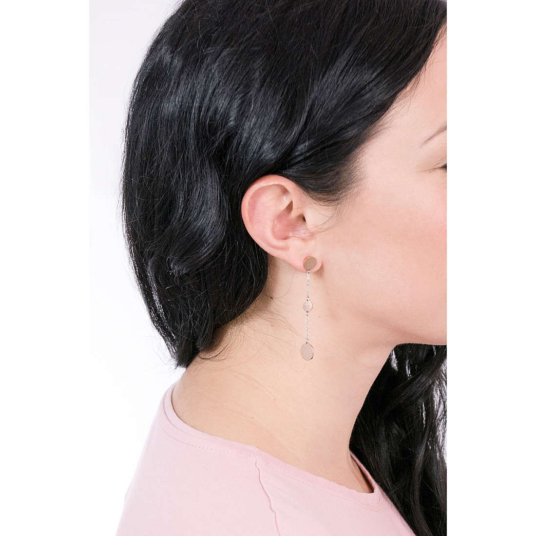 Luca Barra earrings Love Is woman LBOK971 wearing