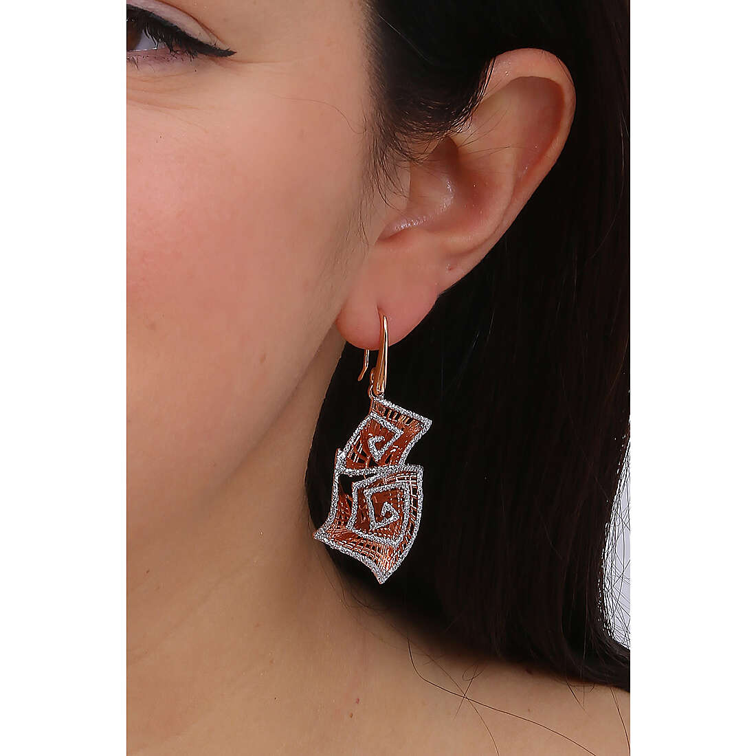 Ottaviani earrings Elegance woman 500459O wearing