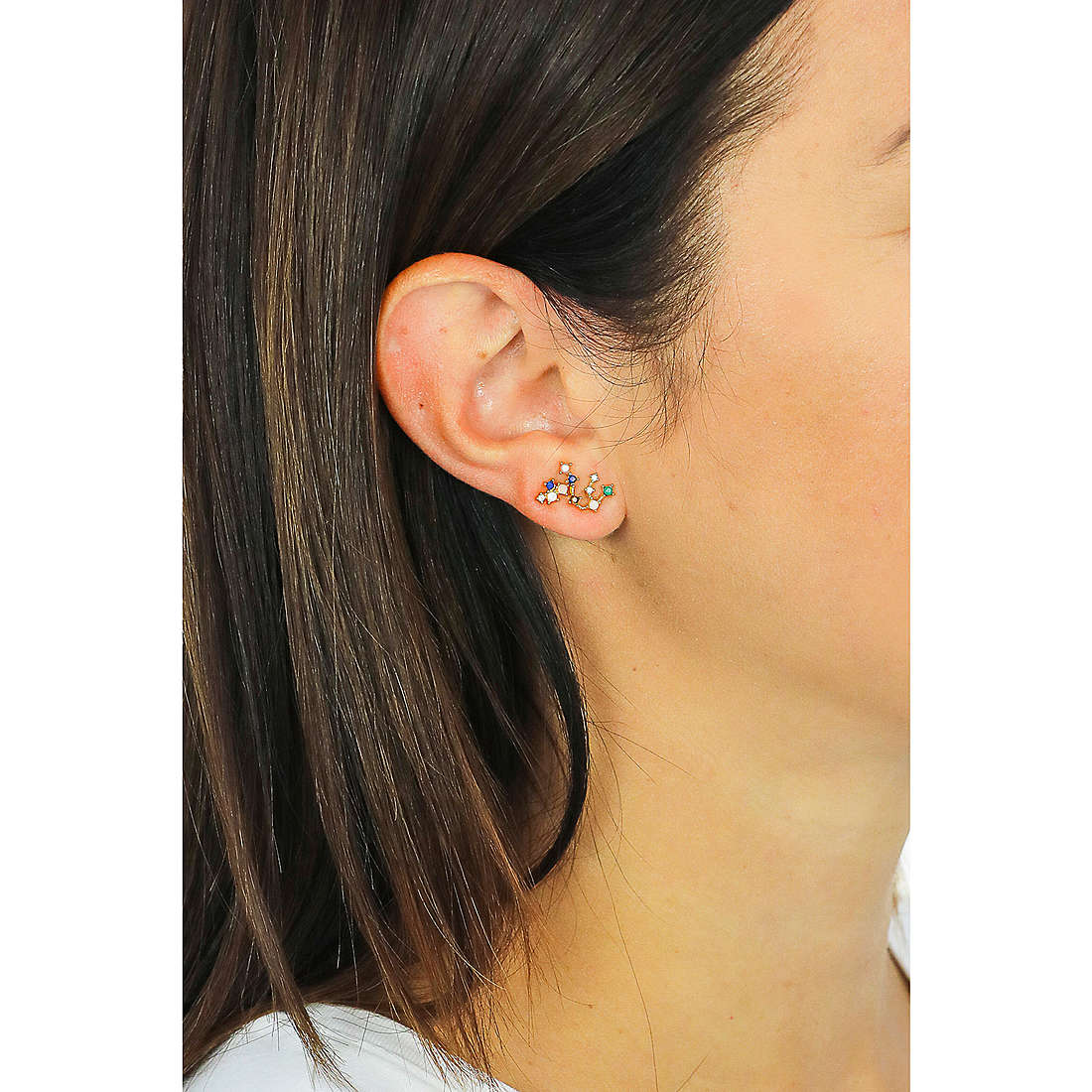 PDPaola earrings Zodiac woman AR01-402-U wearing