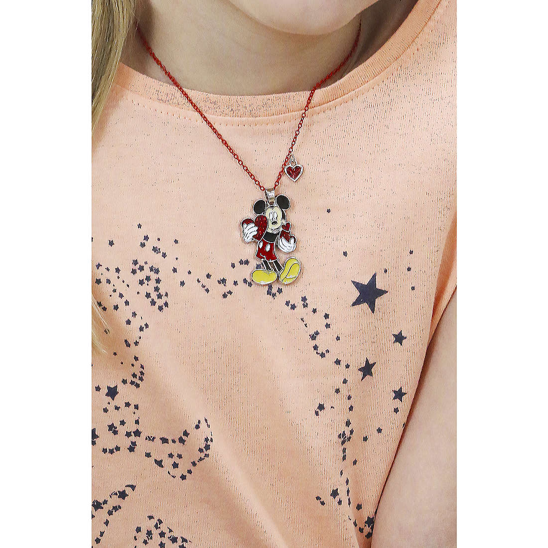 Disney necklaces Mickey and Minnie child NH00799YL-16 wearing