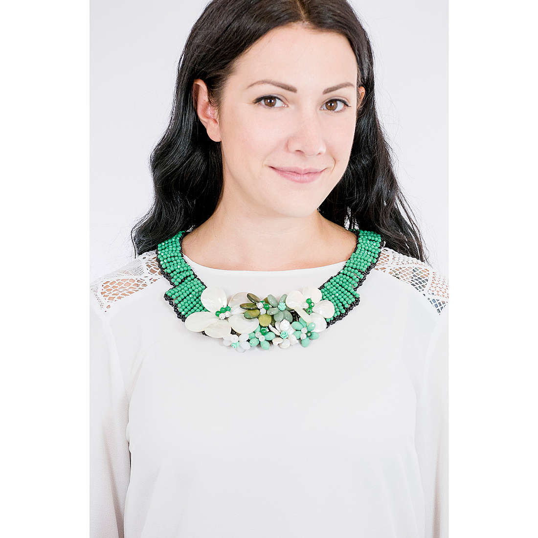 Ottaviani necklaces Pietre Dure woman 500538C wearing