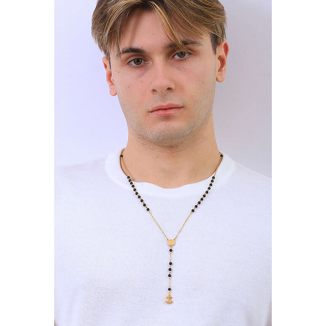 4US Cesare Paciotti necklaces man 4UCL4459 wearing