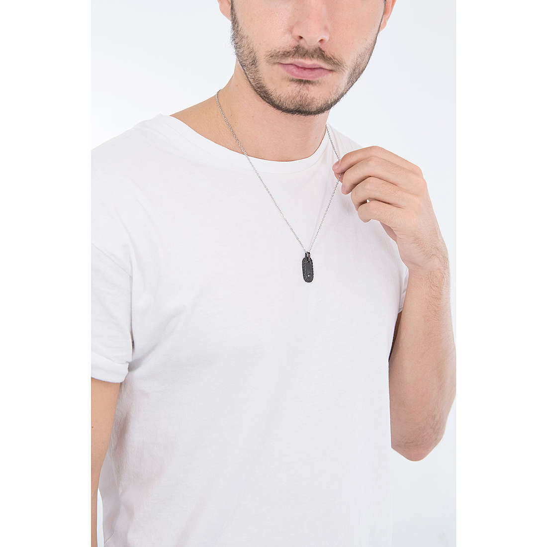 4US Cesare Paciotti necklaces White Point man 4UCL2851 wearing