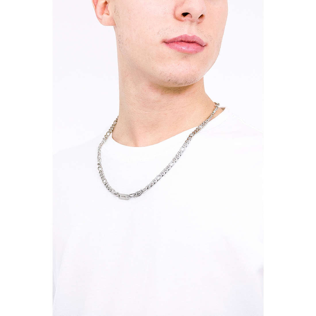 4US Cesare Paciotti necklaces White Texture man 4UCL3258 wearing