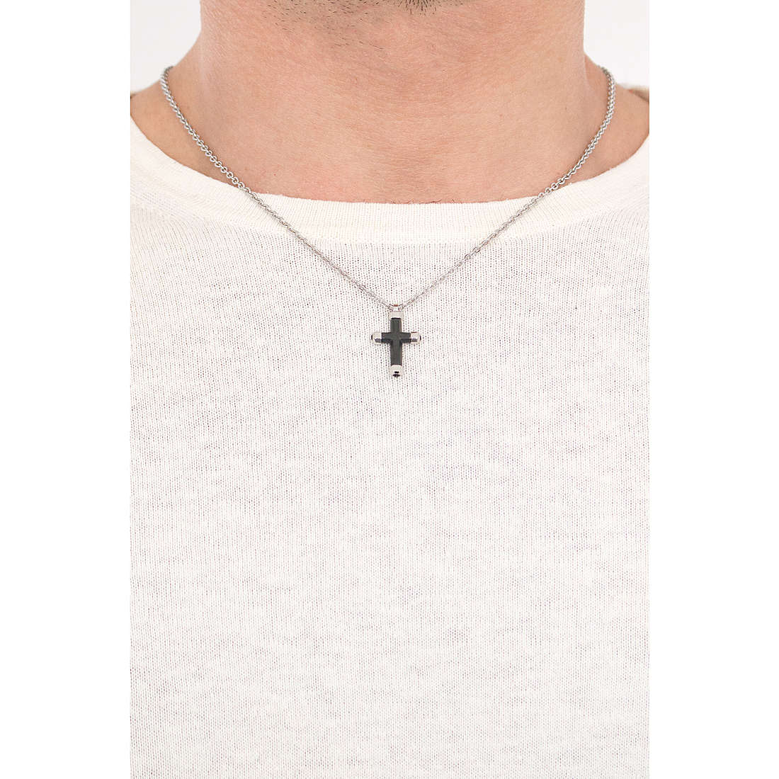 Brosway necklaces Crux man BRX04 wearing