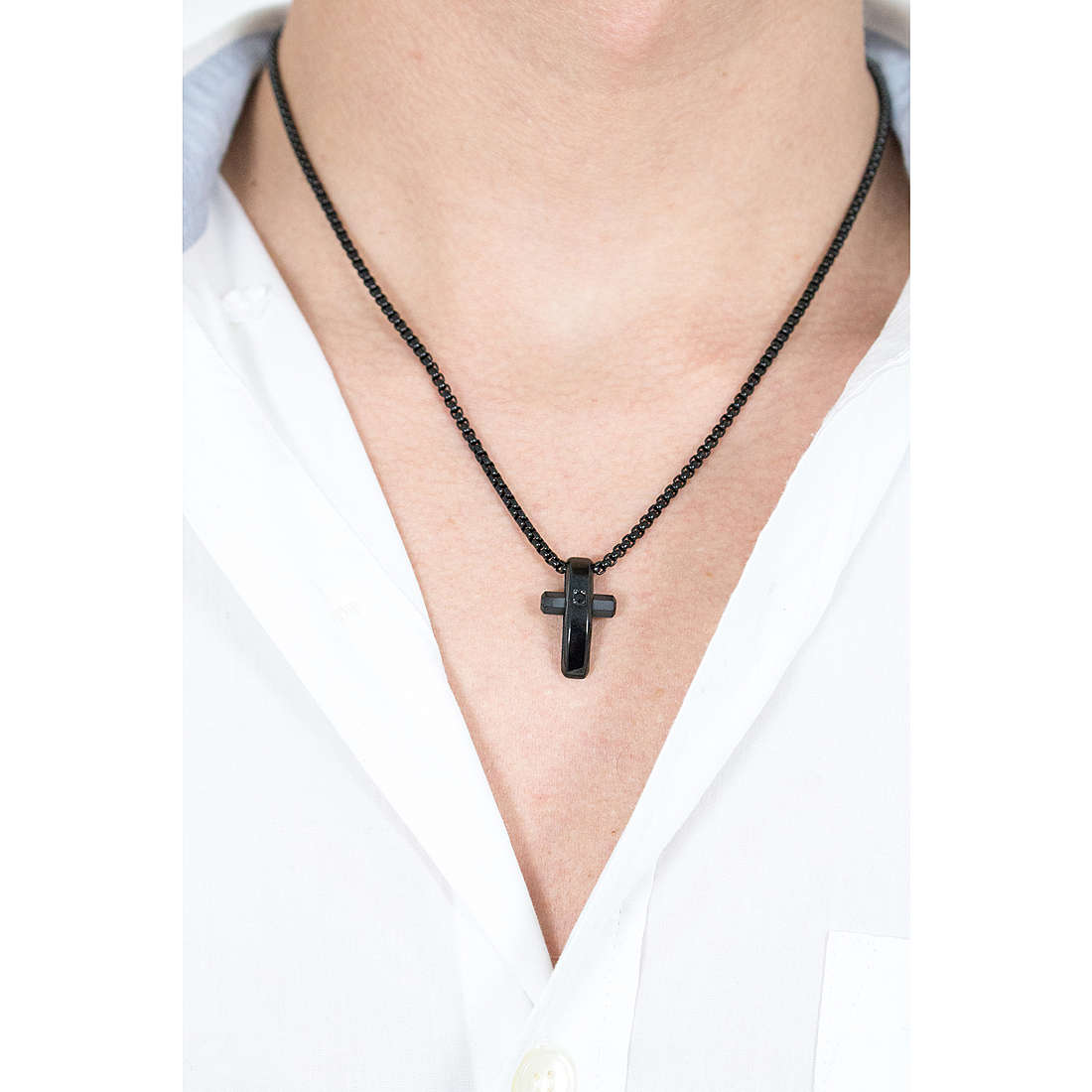 Brosway necklaces Crux man BRX13 wearing