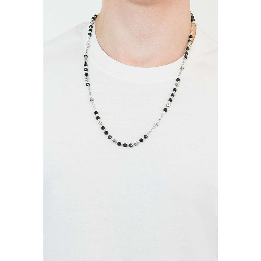Cesare Paciotti necklaces Black Thinking man JPCL1425B wearing