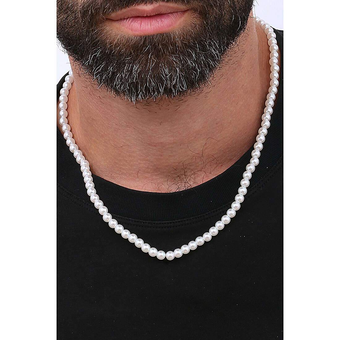 Travis Kane necklaces Pearl man TK-C201 wearing