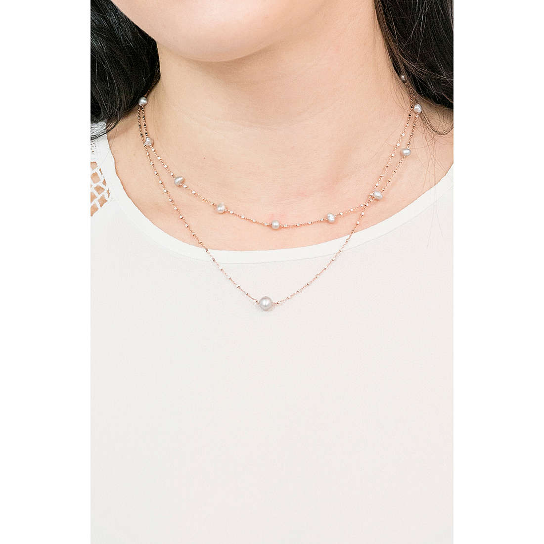 GioiaPura necklaces woman LPFPN 00098/2T/PG wearing