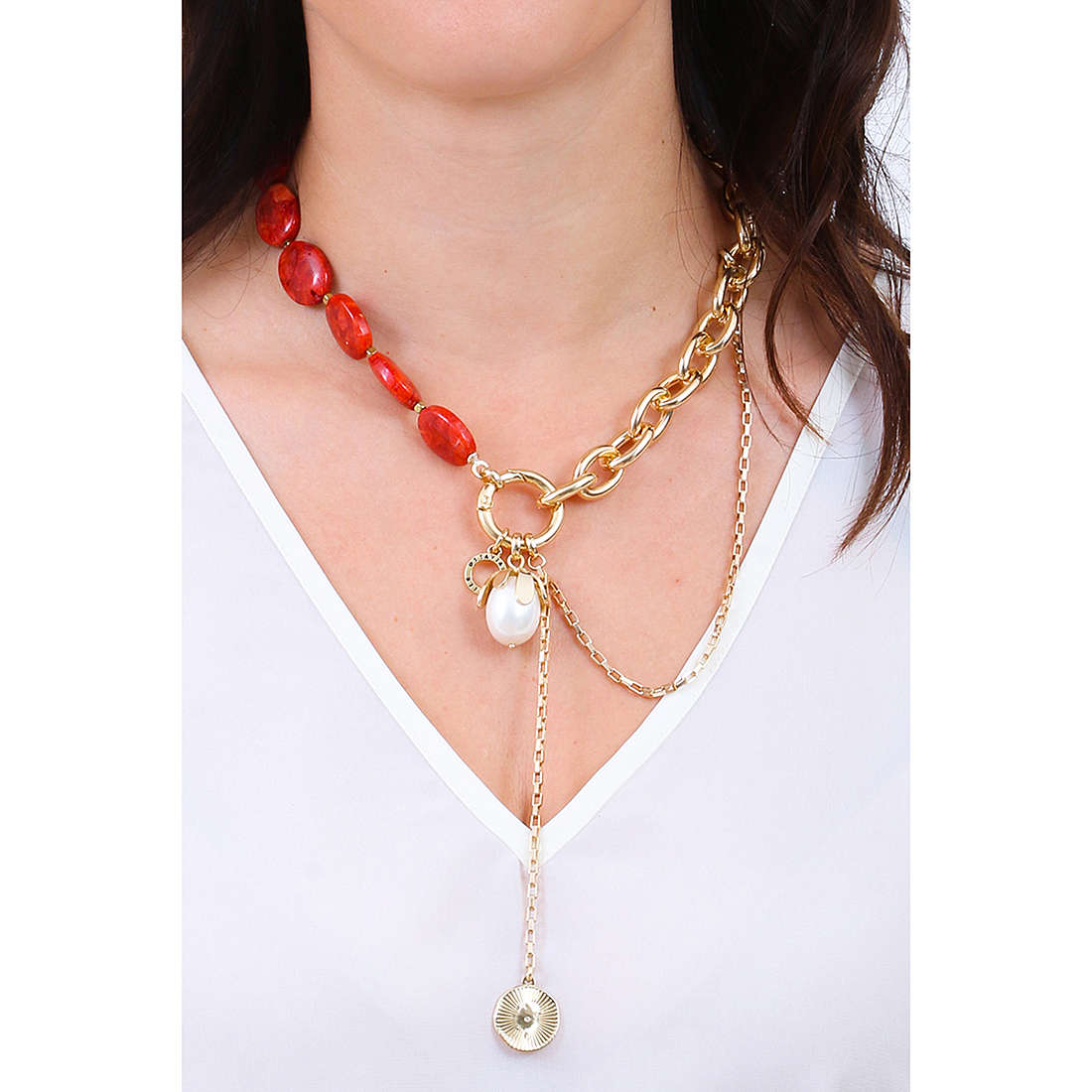 Ottaviani necklaces Moda woman 500586C wearing
