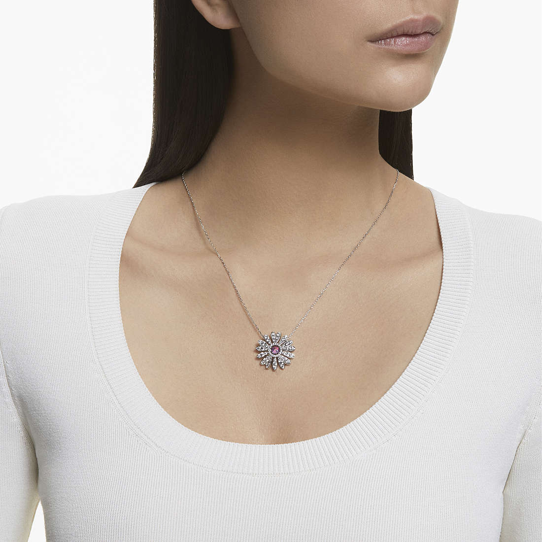 Swarovski necklaces Eternal Flower woman 5642870 wearing