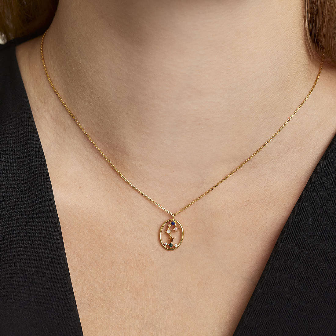 PDPaola necklaces Zodiac woman CO01-351-U wearing