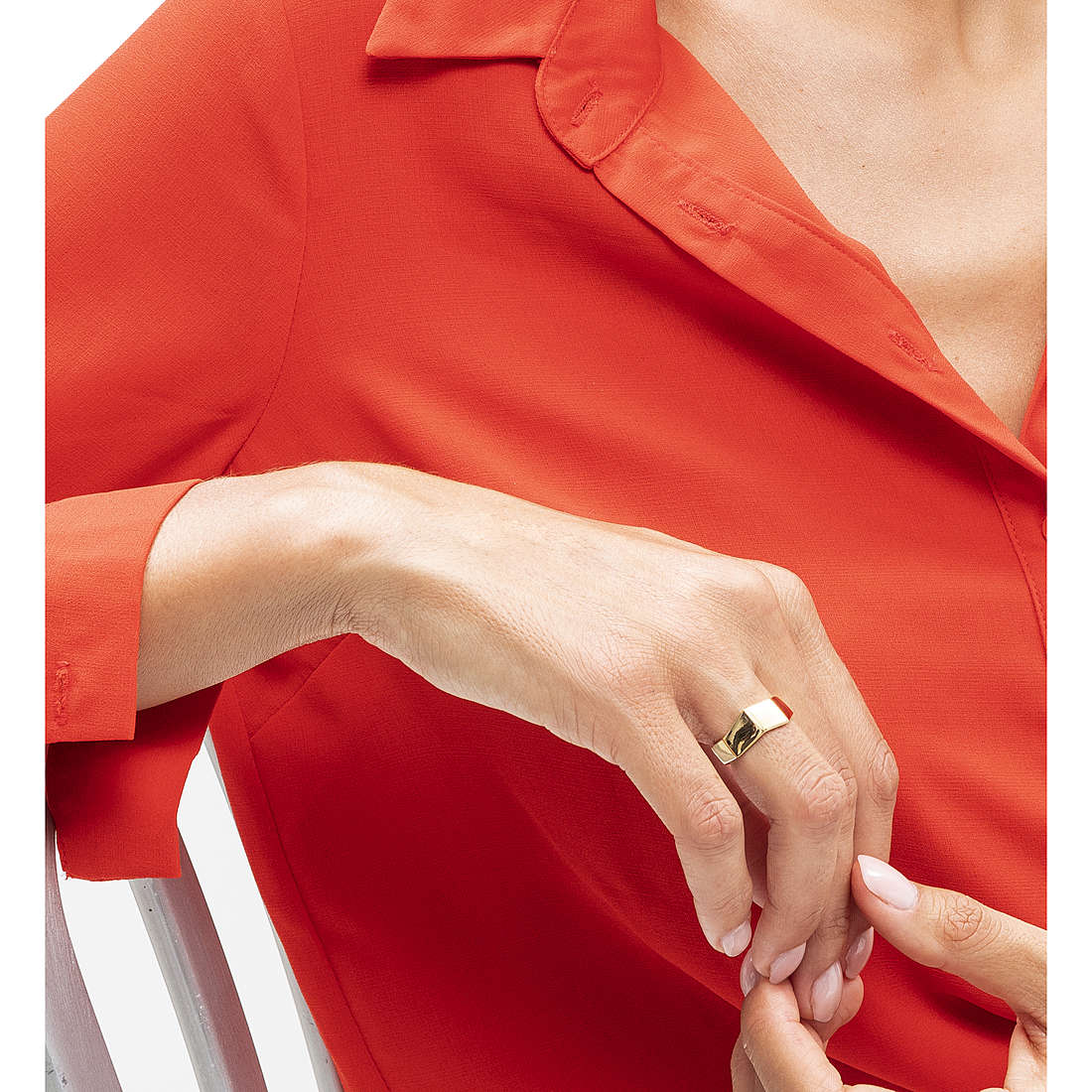 Calvin Klein rings Origami woman KJATJR100107 wearing