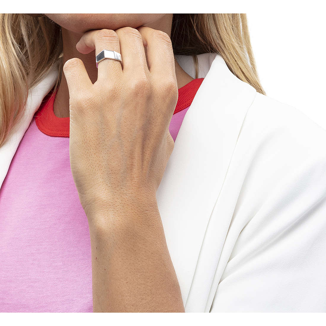Calvin Klein rings Origami woman KJATMR000106 wearing