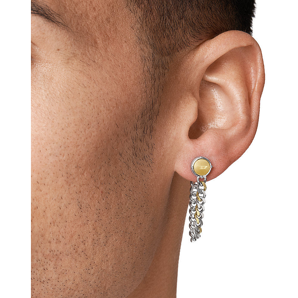 Diesel earrings Steel man DX1353931 wearing