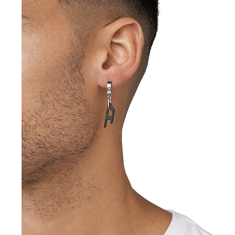 Diesel earrings Steel man DX1418931 wearing