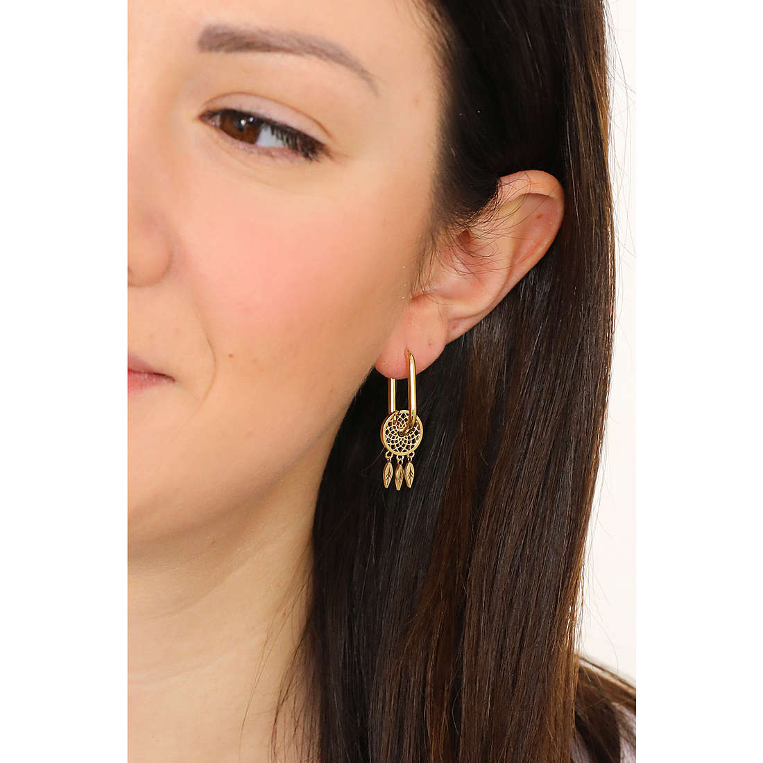 Brosway earrings Chakra woman BHKE120 wearing