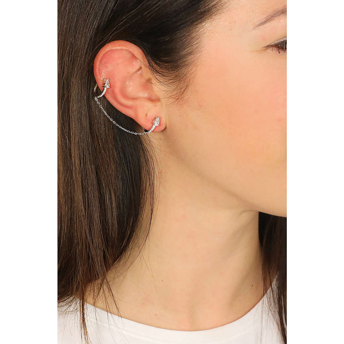 GioiaPura earrings woman INS029OR045RHWH wearing