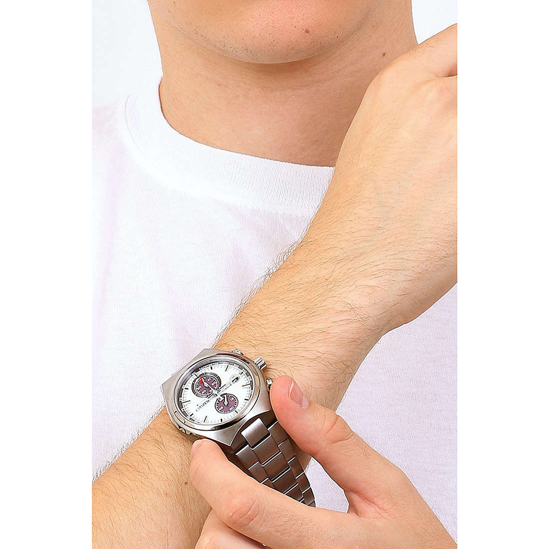 Citizen chronographs Supertitanio man CA7090-87A wearing