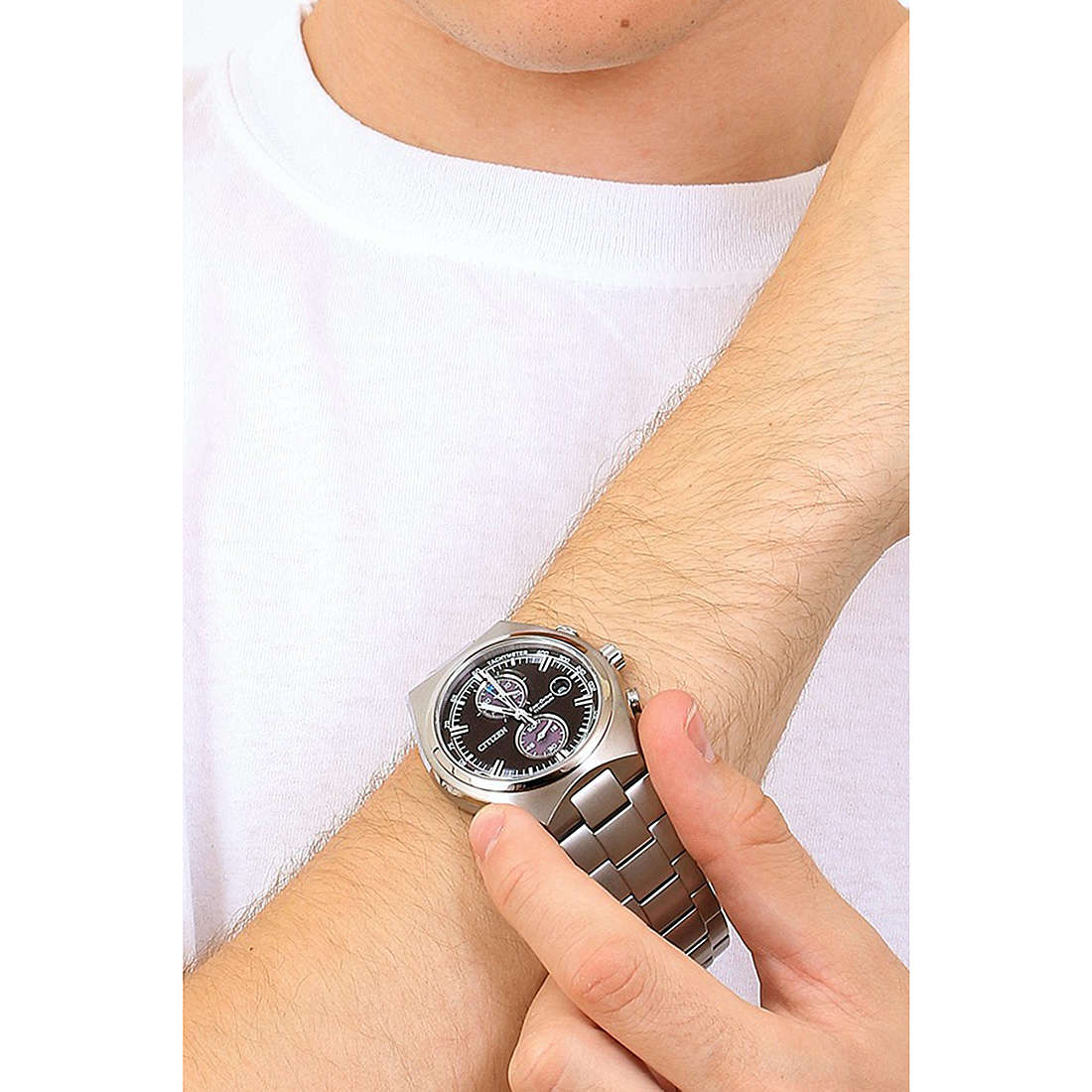 Citizen chronographs Supertitanio man CA7090-87E wearing