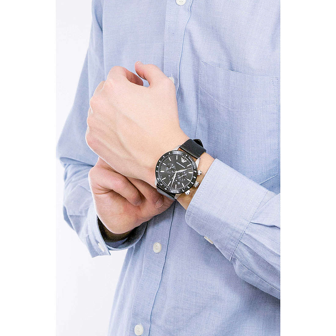 Emporio Armani chronographs man AR11243 wearing