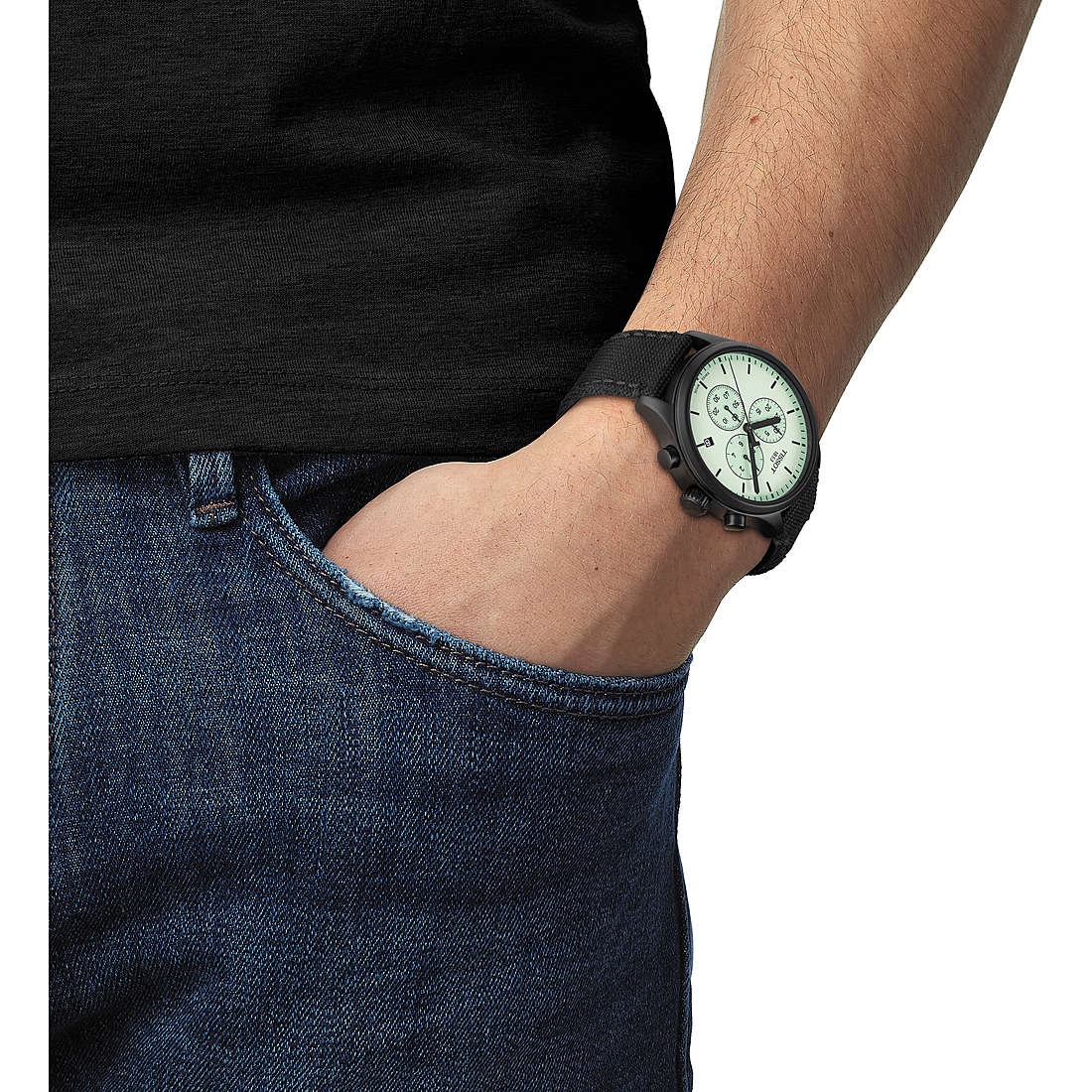 Tissot chronographs T-Sport man T1166173709100 wearing