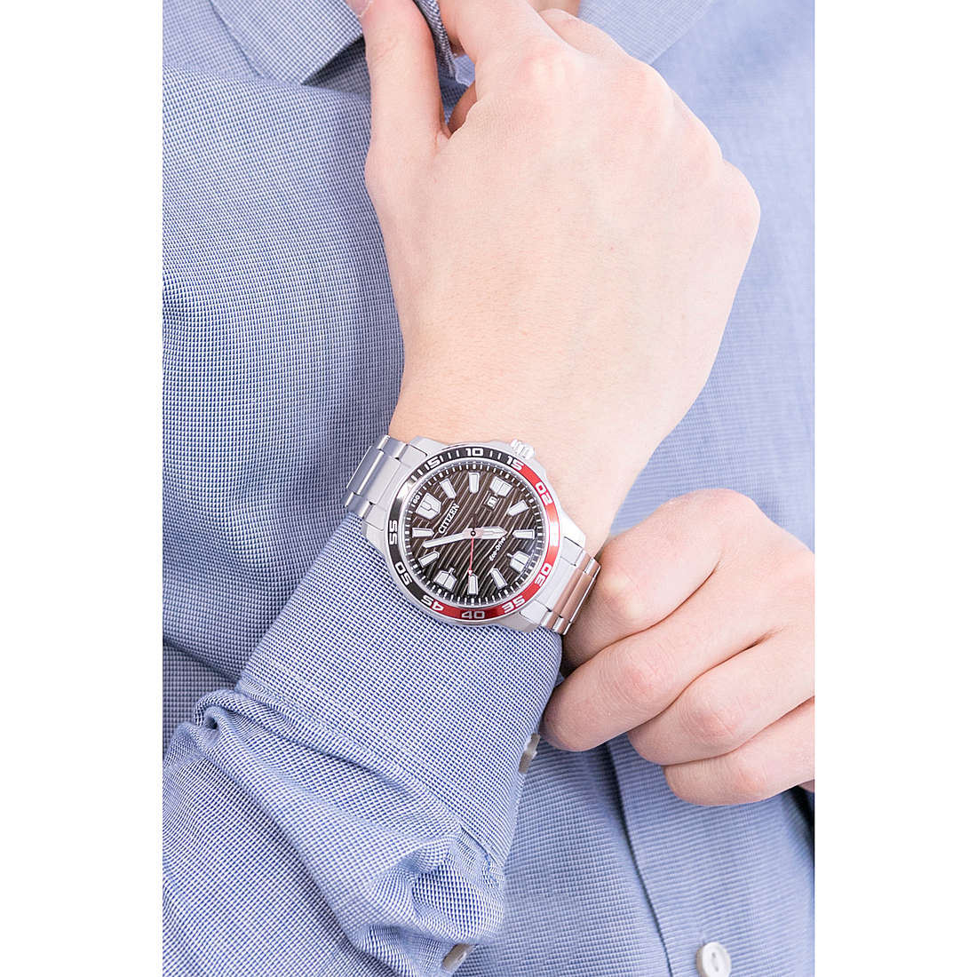 Citizen only time Marine man AW1527-86E wearing