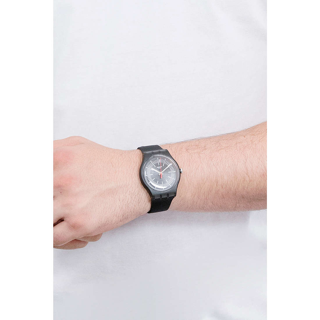 Swatch only time Essentials man SUOB178 wearing