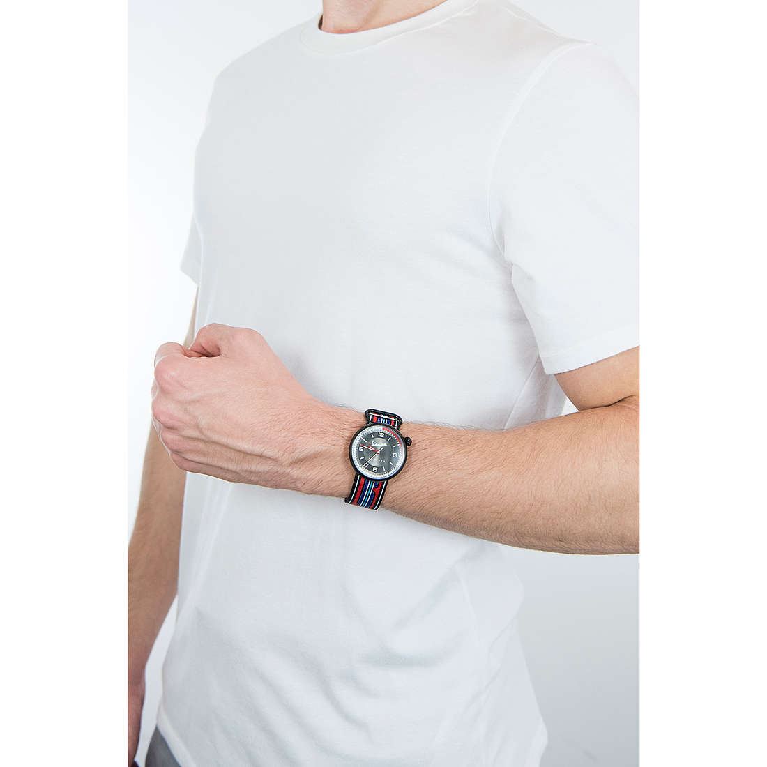 Vespa Watches only time Irreverent man VA-IR01-BK-03BK-CT wearing