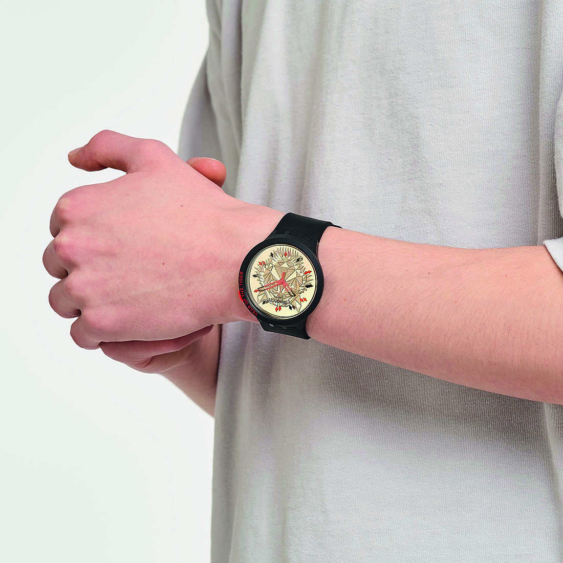 Swatch only time unisex SB03Z102 photo wearing