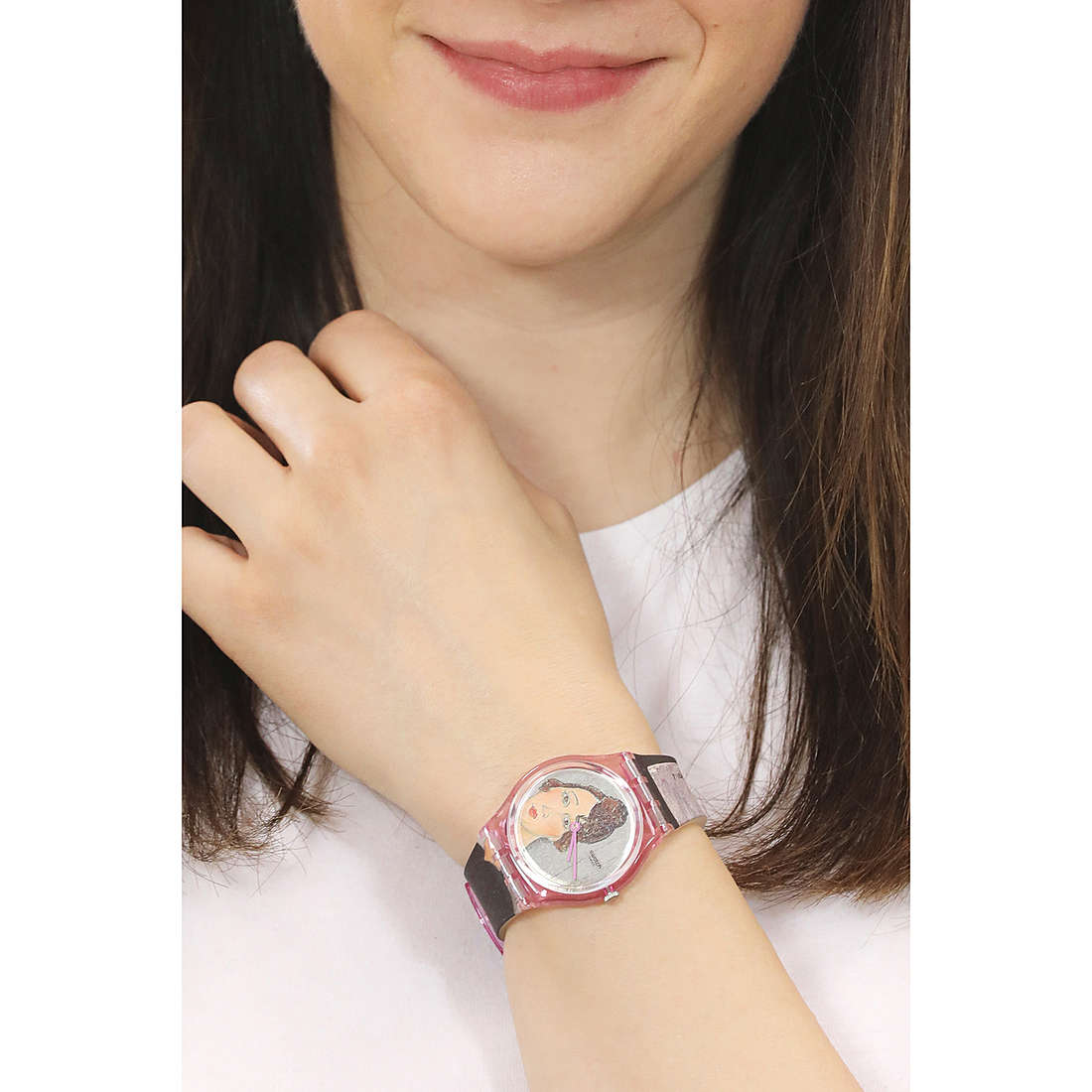 Swatch only time Centre Pompidou woman GZ356 wearing