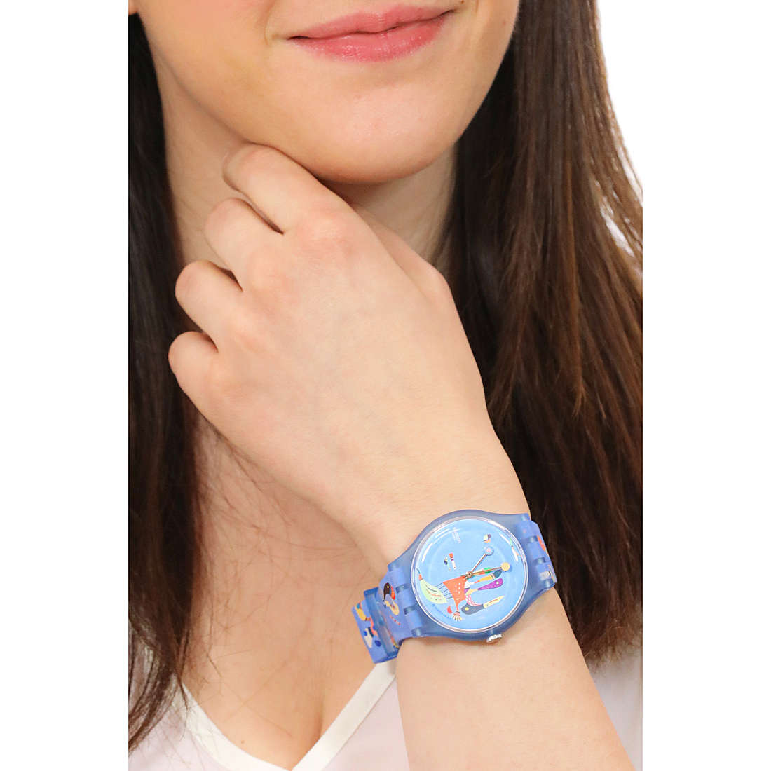 Swatch only time Centre Pompidou woman SUOZ342 wearing