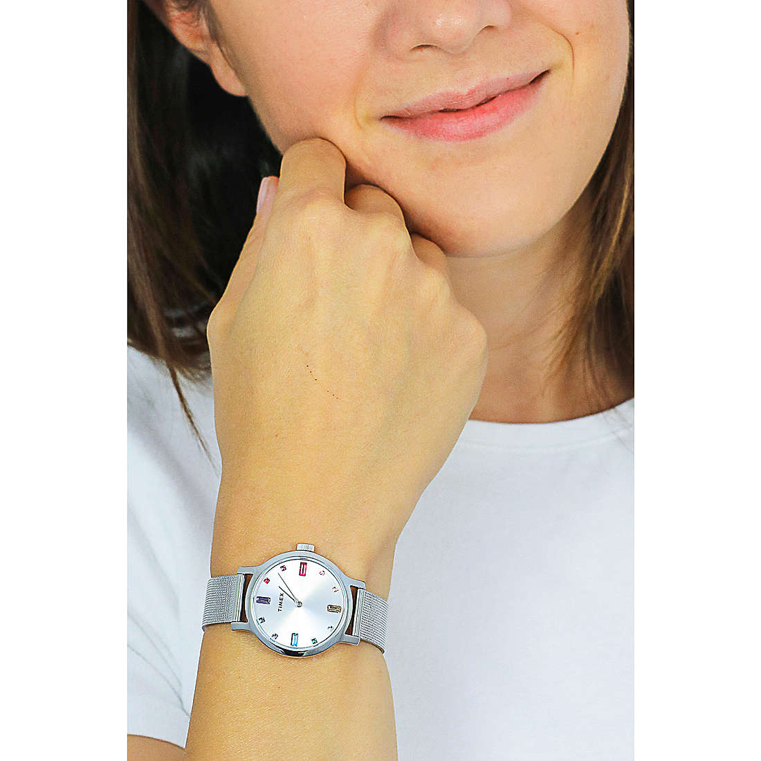 Timex only time Transcend woman TW2U92900 wearing