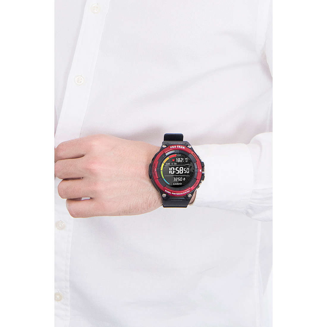 Casio Smartwatches PRO-TREK man WSD-F21HR-RDBGE wearing