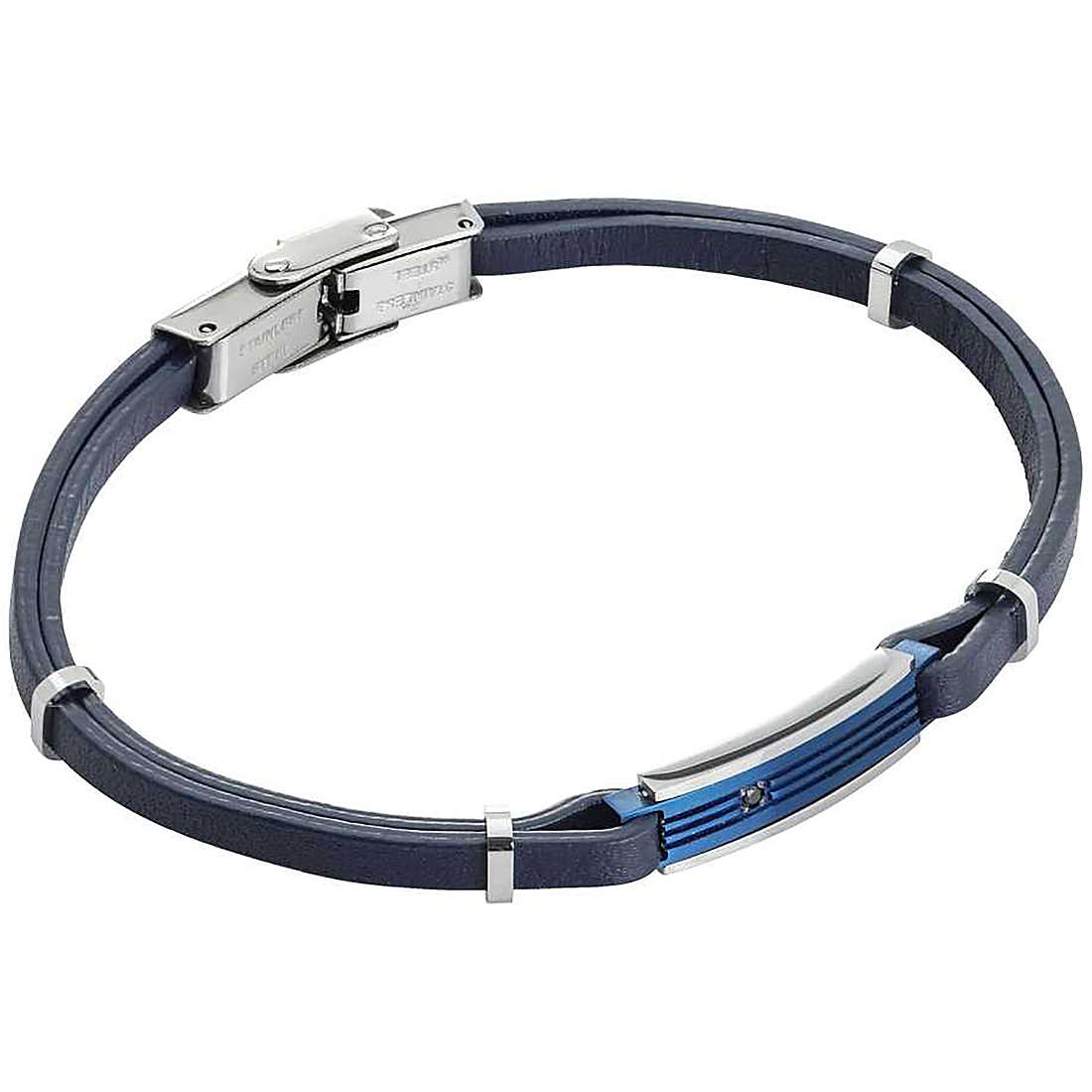 bracelet jewel Steel, Leather man jewel Zircons ABR531B
