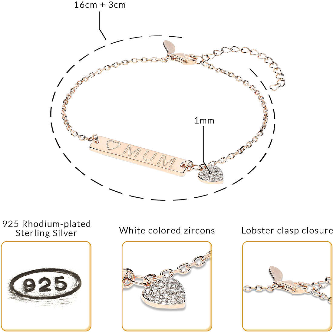 bracelet woman Charms/Beads 925 Silver jewel GioiaPura Tvb mamma INS028BR253RSWH
