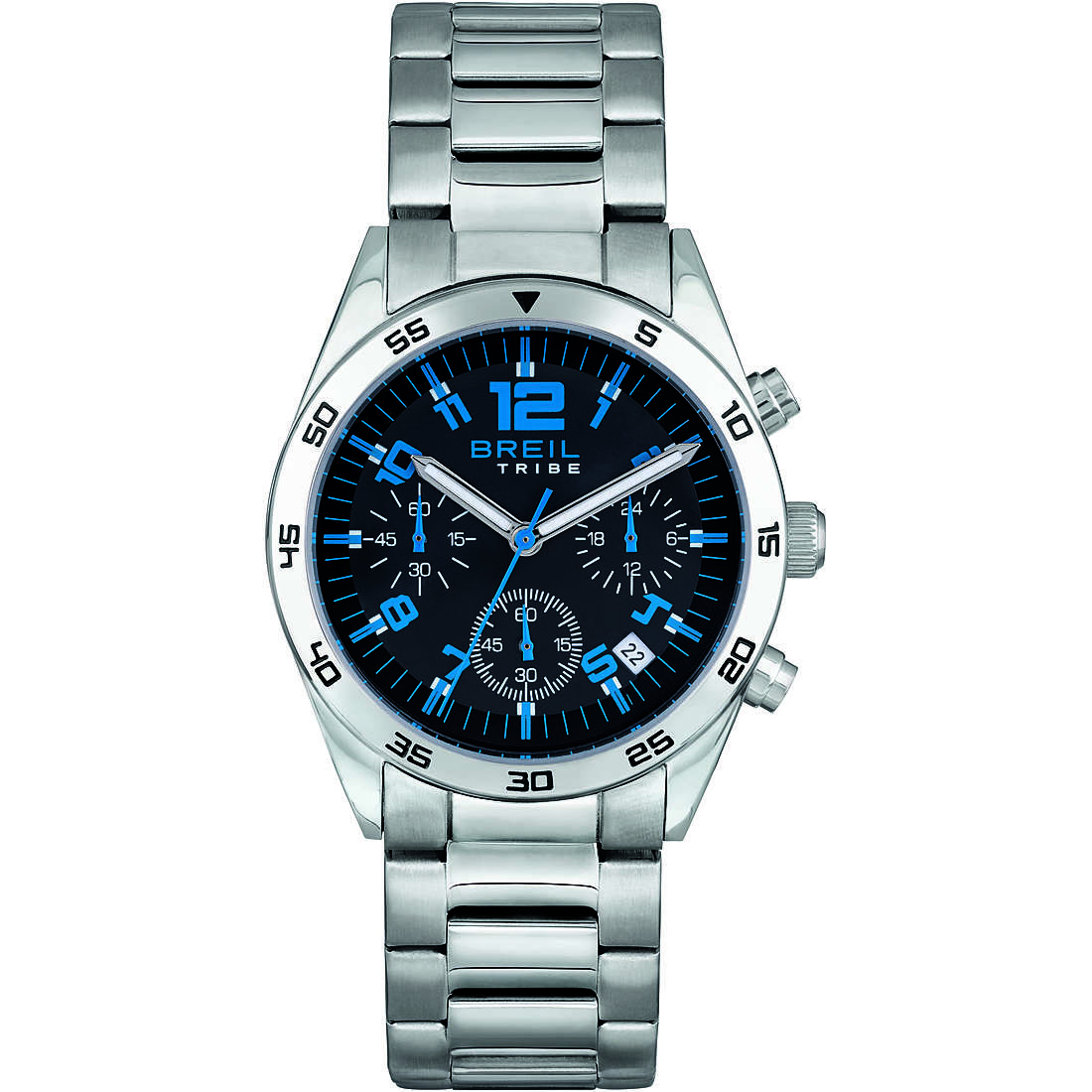 chronograph watch Steel Blue dial man EW0517