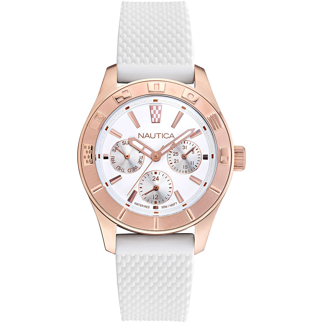 multifunction watch Steel White dial woman Pacific Beach NAPPBS034