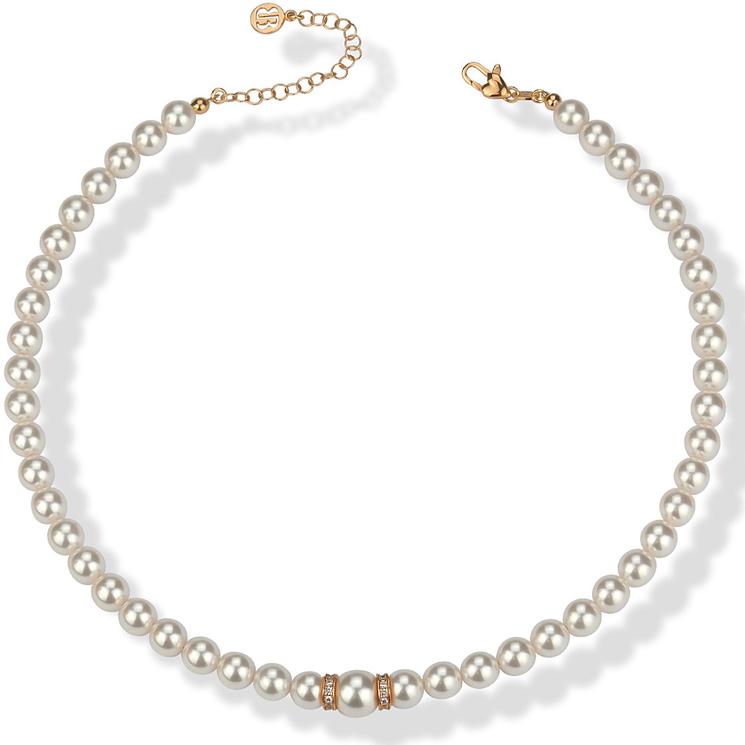 necklace jewel 925 Silver woman jewel Pearls, Zircons GR818RS