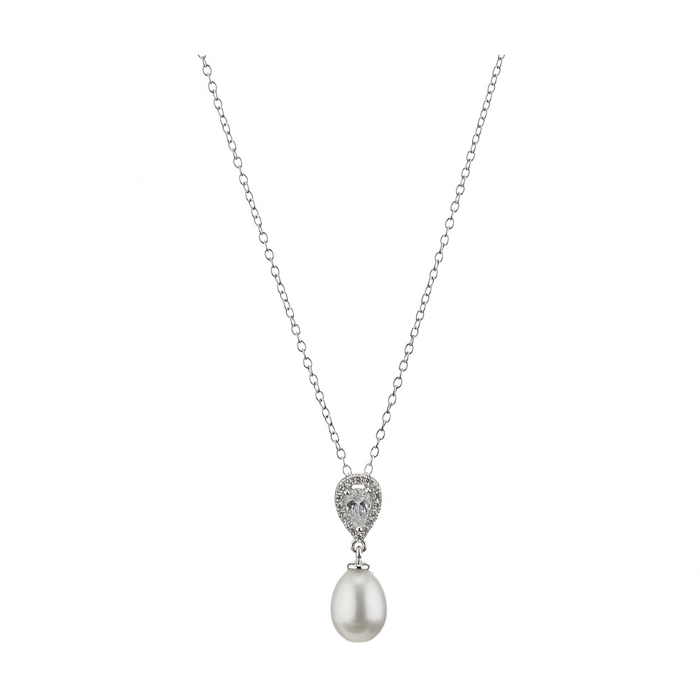 necklace jewel 925 Silver woman jewel Pearls, Zircons J6283