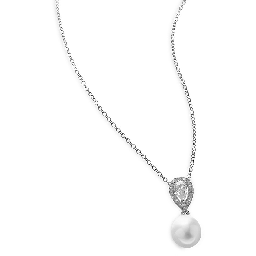 necklace jewel 925 Silver woman jewel Pearls, Zircons J6283