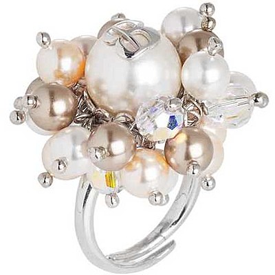 ring jewel 925 Silver woman jewel Pearls, Crystals RAN013P-14